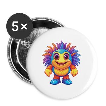Sea Anemone Colorful Kawaii Cartoon Sea Animal - Buttons large 2.2''/56 mm (5-pack) - white - Front