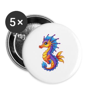 Leafy Sea Dragon Colorful Kawaii Cartoon Clipart - Buttons large 2.2''/56 mm (5-pack) - white - Front