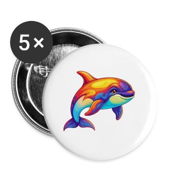 Orca Buntes Kawaii Cartoon Meerestier - Buttons groß 56 mm (5er Pack) - Weiß - Vorne