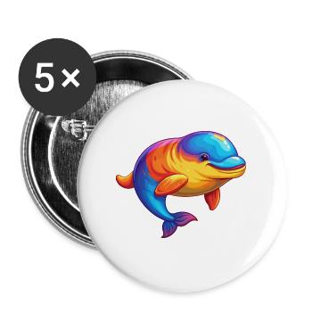 Béluga baleine coloré Kawaii dessin animé animal marin - Lot de 5 grands badges (56 mm) - blanc - Devant