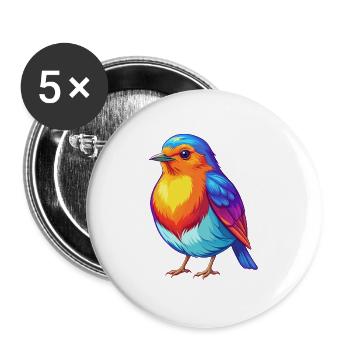 Robin Bunte Kawaii Cartoon Figur Vogel - Buttons groß 56 mm (5er Pack) - Weiß - Vorne