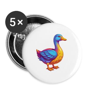 Goose Colorful Kawaii Cartoon Character Bird - Buttons large 2.2''/56 mm (5-pack) - white - Front