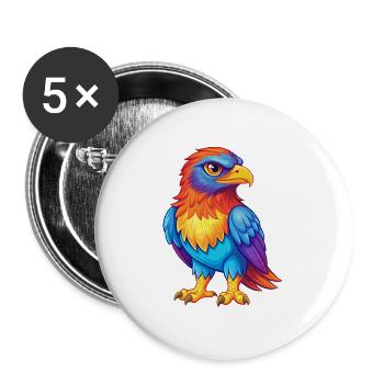Falcon Colorful Kawaii Cartoon Character Bird - Buttons large 2.2''/56 mm (5-pack) - white - Front