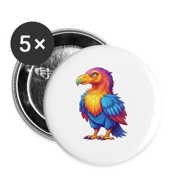 Kondor Bunte Kawaii Cartoon Figur Vogel - Buttons groß 56 mm (5er Pack) - Weiß - Vorne