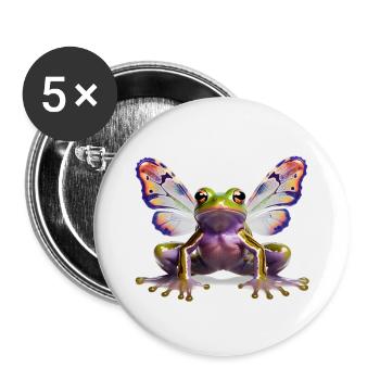 Grenouille papillon psychédélique de Goa - Lot de 5 grands badges (56 mm) - blanc - Devant
