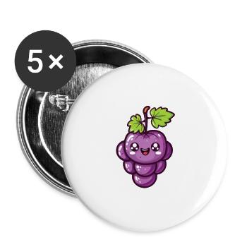 Raisin heureux dans le style de dessin animé violet - Lot de 5 grands badges (56 mm) - blanc - Devant