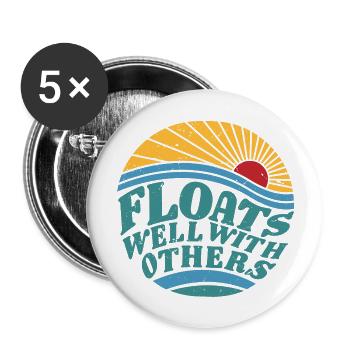 Summer River schwimmt gut mit anderen Float Trip - Buttons groß 56 mm (5er Pack) - Weiß - Vorne