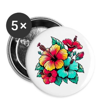 Hibiscus Flowers - Buttons large 2.2''/56 mm (5-pack) - white - Front