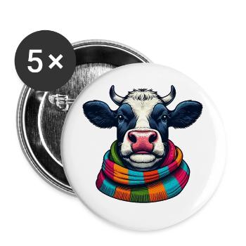 Vache - Lot de 5 grands badges (56 mm) - blanc - Devant
