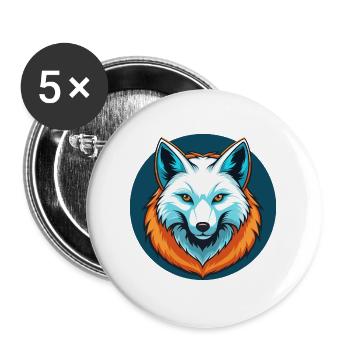 Polarfuchs Niedliches Kawaii Cartoon Tier Haustier Logo - Buttons groß 56 mm (5er Pack) - Weiß - Vorne