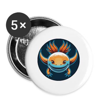 Axolotl mignon drôle Kawaii dessin animé animal animal de compagnie logo - Lot de 5 grands badges (56 mm) - blanc - Devant