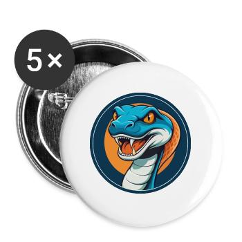 Anaconda Cute Kawaii Cartoon Animal Pet Logo - Buttons large 2.2''/56 mm (5-pack) - white - Front