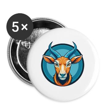 Antilope Niedliches Kawaii Cartoon Tier Haustier Logo - Buttons groß 56 mm (5er Pack) - Weiß - Vorne