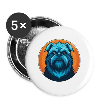 Affenpinscher chien mignon Kawaii dessin animé Animal Logo - Lot de 5 grands badges (56 mm) - blanc - Devant
