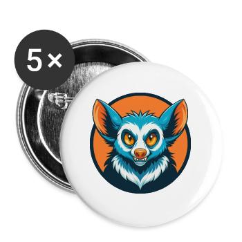 Aye Aye Cute Funny Kawaii Cartoon Animal Pet Logo - Buttons large 2.2''/56 mm (5-pack) - white - Front