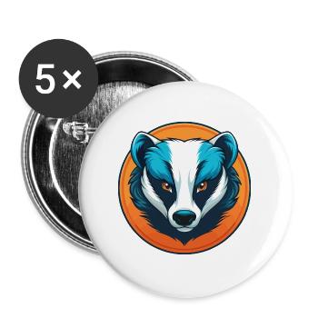 blaireau mignon kawaii dessin animé clipart animal de compagnie logo - Lot de 5 grands badges (56 mm) - blanc - Devant