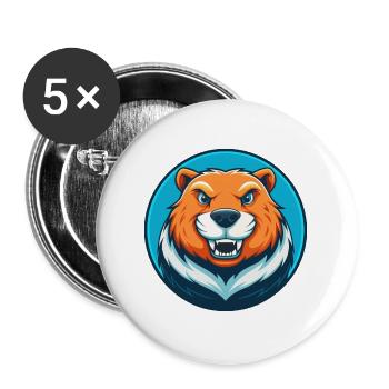 Biber süße Kawaii Cartoon Clipart Tier Haustier Logo - Buttons groß 56 mm (5er Pack) - Weiß - Vorne