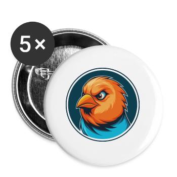 Canary Bird Cute Kawaii Cartoon Animal Pet Logo - Buttons large 2.2''/56 mm (5-pack) - white - Front
