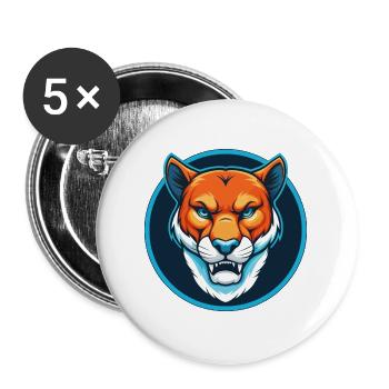 Cougar Cute Kawaii Cartoon Clipart Animal Pet Logo - Buttons large 2.2''/56 mm (5-pack) - white - Front