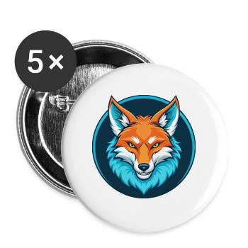Coyote Cute Kawaii Cartoon Clipart Animal Pet Logo - Buttons large 2.2''/56 mm (5-pack) - white - Front