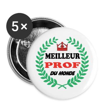 MEILLEUR PROF DU MONDE - Lot de 5 grands badges (56 mm) - blanc - Devant