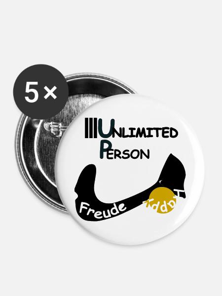 Freude & Happy - Buttons groß 56 mm (5er Pack) - Weiß