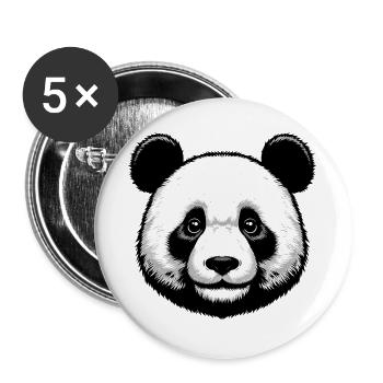 Panda - Buttons groß 56 mm (5er Pack) - Weiß - Vorne