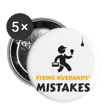 Fixing Husbands Mistakes Elektriker t-shirt - Buttons groß 56 mm (5er Pack) - Weiß - Vorne