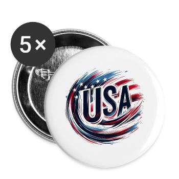 États-Unis États-Unis d’Amérique Design Logo - Lot de 5 grands badges (56 mm) - blanc - Devant