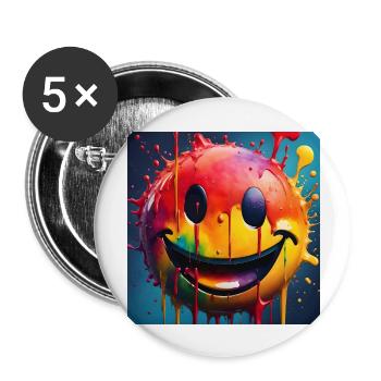 Smile - Buttons groß 56 mm (5er Pack) - Weiß - Vorne