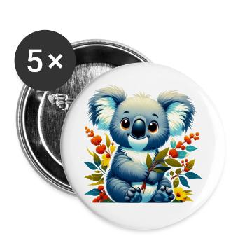Koala - Buttons groß 56 mm (5er Pack) - Weiß - Vorne