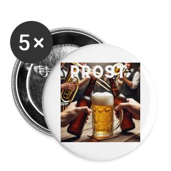 Prost Bier - Buttons groß 56 mm (5er Pack) - Weiß - Vorne
