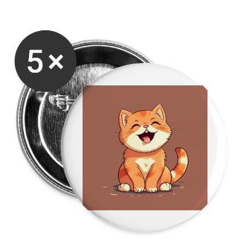 lachendes Kätzchen - Buttons groß 56 mm (5er Pack) - Weiß - Vorne