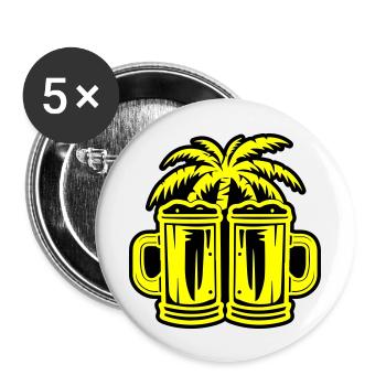 Bier Palmen Insel Urlaub - Buttons groß 56 mm (5er Pack) - Weiß - Vorne