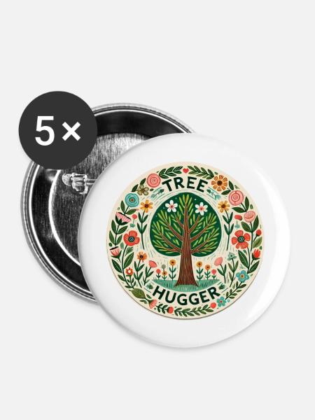 Baum-Umarmer - Buttons groß 56 mm (5er Pack) - Weiß