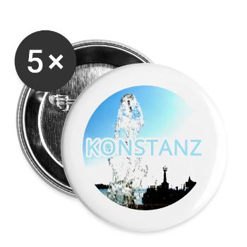 Konstanz Imperia Wahrzeichen Wasserbrunnen rund - Buttons groß 56 mm (5er Pack) - Weiß - Vorne