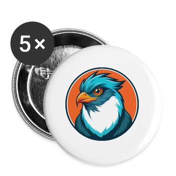 Coucou oiseau mignon Kawaii dessin animé Animal Animal Logo - Lot de 5 grands badges (56 mm) - blanc - Devant