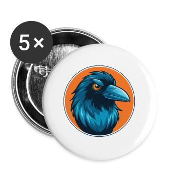 Krähe Niedliche Kawaii Cartoon Clipart Tier Haustier Logo - Buttons groß 56 mm (5er Pack) - Weiß - Vorne