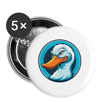 Ente süße Kawaii Cartoon Clipart Tier Haustier Logo - Buttons groß 56 mm (5er Pack) - Weiß - Vorne