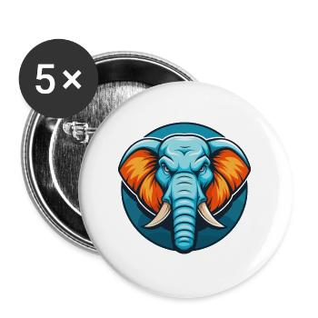Elefant Niedliches Kawaii Cartoon Tier Haustier Logo - Buttons groß 56 mm (5er Pack) - Weiß - Vorne