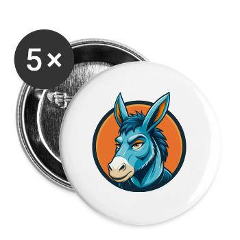 Esel Niedliche Kawaii Cartoon Clipart Tier Haustier Logo - Buttons groß 56 mm (5er Pack) - Weiß - Vorne