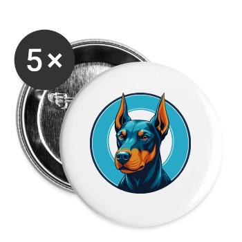 German Pinscher Dog Cute Kawaii Cartoon Pet Logo - Buttons large 2.2''/56 mm (5-pack) - white - Front