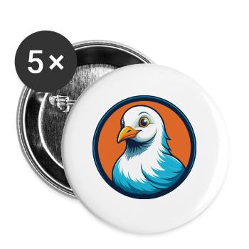 Taube Niedliche Kawaii Cartoon Clipart Tier Haustier Logo - Buttons groß 56 mm (5er Pack) - Weiß - Vorne