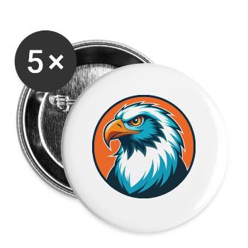 Falcon Cute Kawaii Cartoon Clipart Animal Pet Logo - Buttons large 2.2''/56 mm (5-pack) - white - Front