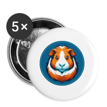 cochon d’Inde mignon Kawaii dessin animé animal animal logo - Lot de 5 grands badges (56 mm) - blanc - Devant