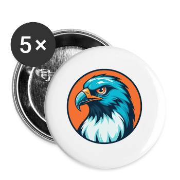 Hawk Cute Kawaii Cartoon Clipart Animal Pet Logo - Buttons large 2.2''/56 mm (5-pack) - white - Front