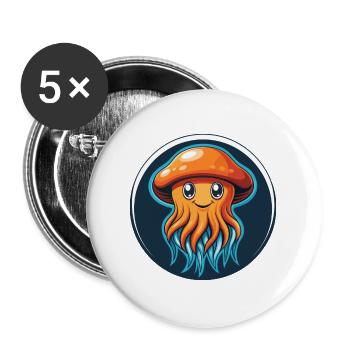 méduse mignon Kawaii dessin animé animal animal logo - Lot de 5 grands badges (56 mm) - blanc - Devant