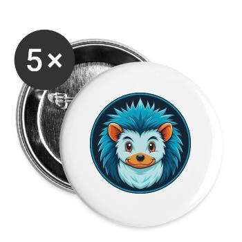 Igel Niedliches Kawaii Cartoon Tier Haustier Logo - Buttons groß 56 mm (5er Pack) - Weiß - Vorne