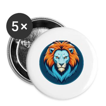 Lion Cute Kawaii Cartoon Clipart Animal Pet Logo - Buttons large 2.2''/56 mm (5-pack) - white - Front