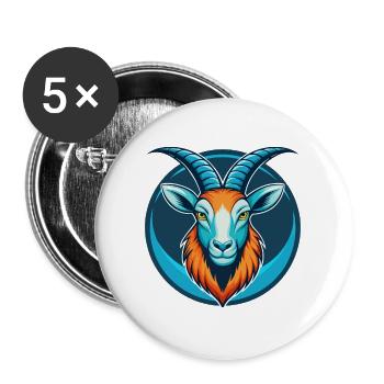 Ibex Cute Kawaii Cartoon Clipart Animal Pet Logo - Buttons large 2.2''/56 mm (5-pack) - white - Front